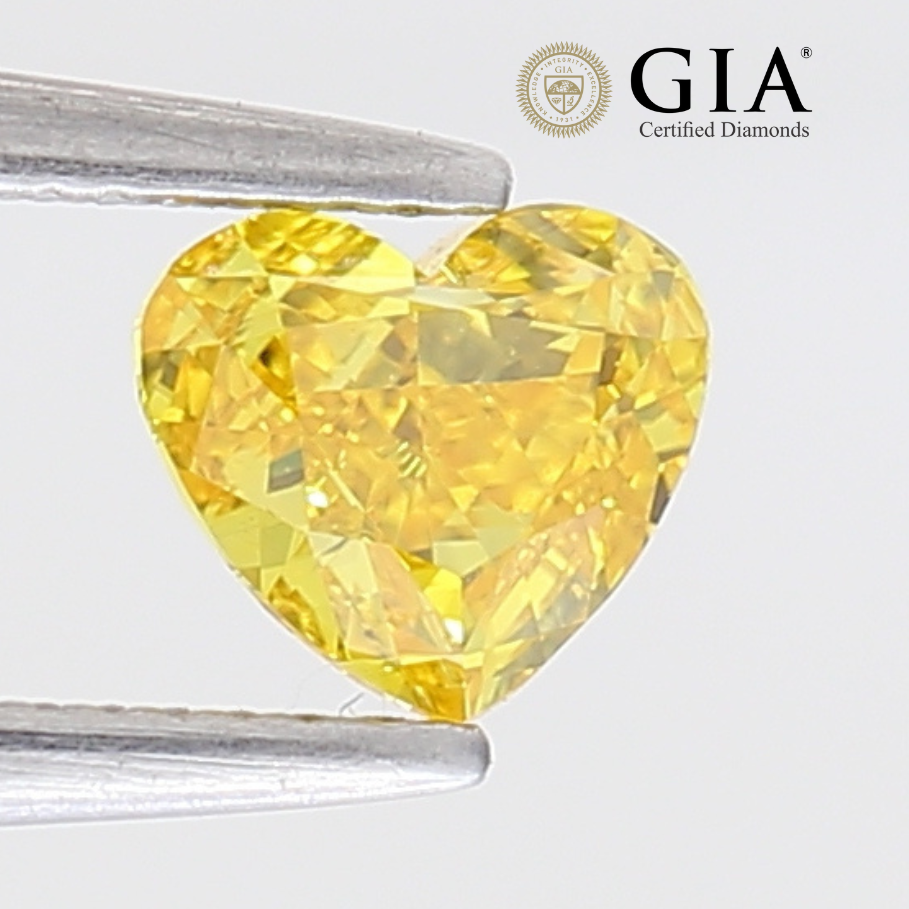 0.40 Carat Fancy Vivid Orangy Yellow Heart Modified Brilliant Diamond Shape  100% Natural GIA CERTIFIED Diamond