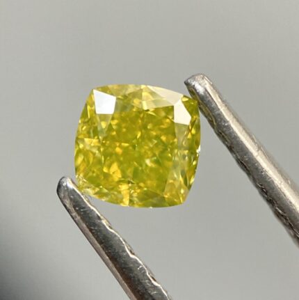 0.42 Carat Fancy Intense Yellow Diamond Cushion Modified Brilliant Diamond Shape 100% Natural GIA CERTIFIED Diamond
