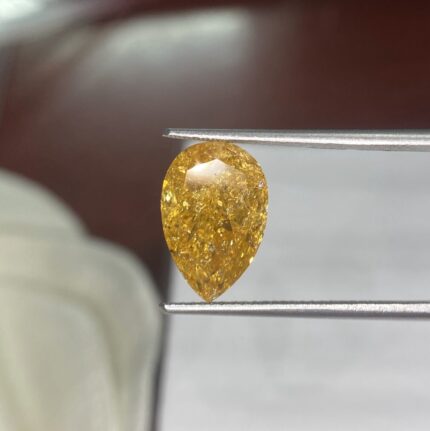 4.97 Carat Fancy Deep Orangy Yellow Diamond Pear Modified Brilliant Diamond Shape 100% Natural GIA CERTIFIED Diamond
