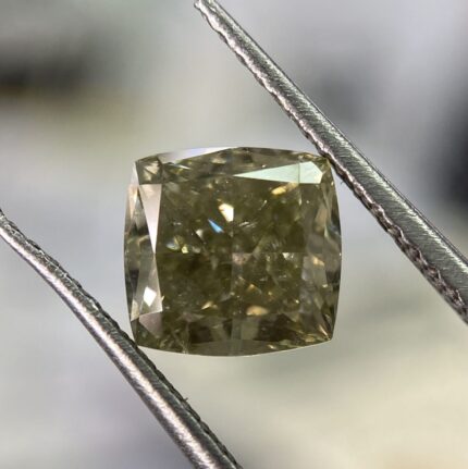 1.55 Carat Fancy Grayish Yellowish Green Diamond Cushion Modified Brilliant Diamond Shape 100% Natural GIA CERTIFIED Diamond