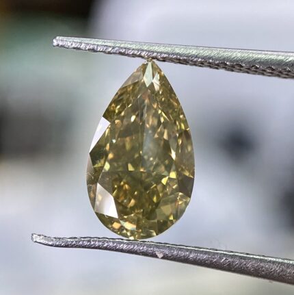 1.56 Carat Fancy Deep Brownish Greenish Yellow Diamond Pear Modified Brilliant Diamond Shape 100% Natural GIA CERTIFIED Diamond