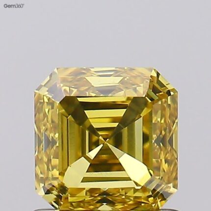 1.00 Carat Fancy Deep Yellow Diamond Square Emerald Cut Diamond Shape 100% Natural GIA CERTIFIED Diamond